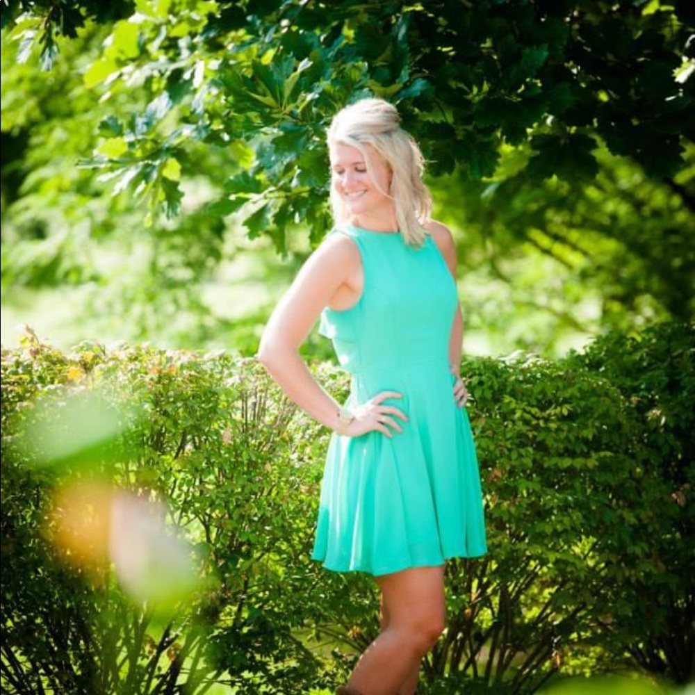 Backless Midi Turquoise Dress